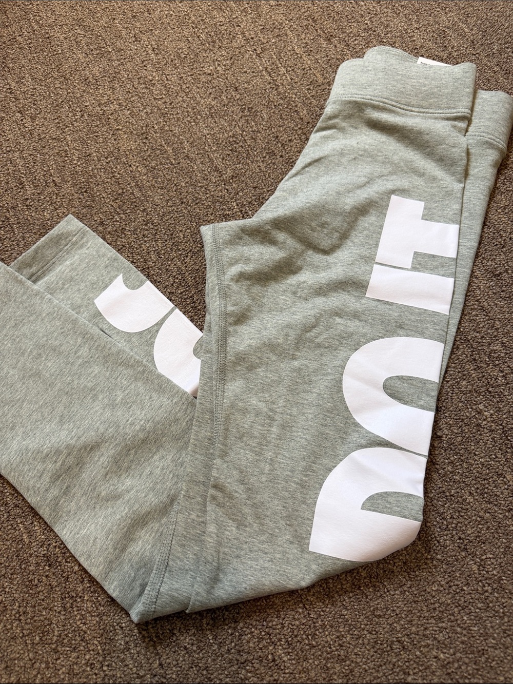 Womens Grey Nike Graphic Sweatpants with White Lettering